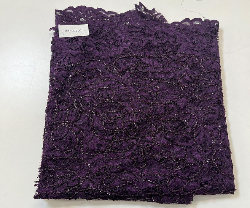 0,7 METRE İŞLEMELİ ABİYELİK DANTEL KUMAŞ - MOR