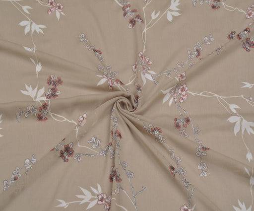 3 METRE ÇİÇEK DESENLİ LUXE ŞİFON - BEJ