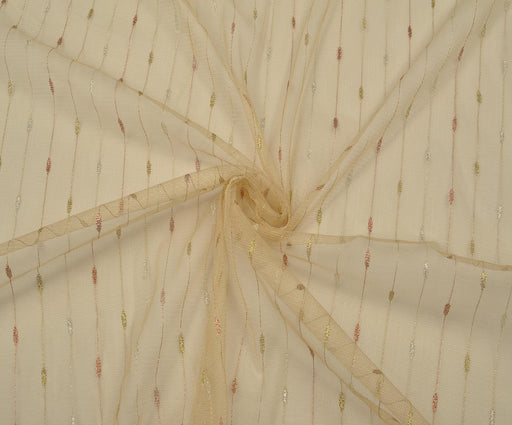 3,5 METRE DESENLİ TÜL KUMAŞ - BEJ
