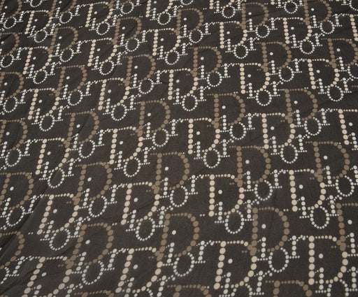 4 METRE YAZI DESENLİ ŞİFON KUMAŞ - SİYAH