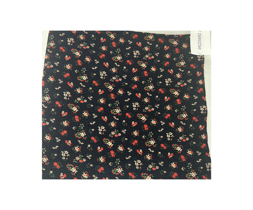 1,2 METRE ÇİÇEKLİ KREP ŞİFON KUMAŞ - SİYAH