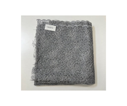 1 METRE İŞLEMELİ ABİYELİK DANTEL KUMAŞ - GRİ