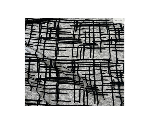 2,1 METRE DESENLİ TÜL KUMAŞ - SİYAH