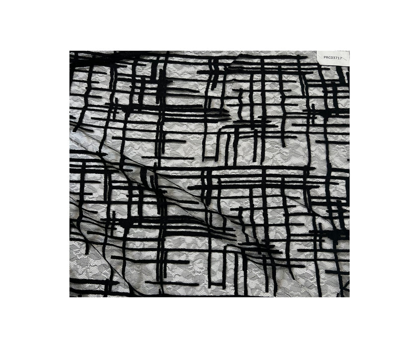2,1 METRE DESENLİ TÜL KUMAŞ - SİYAH