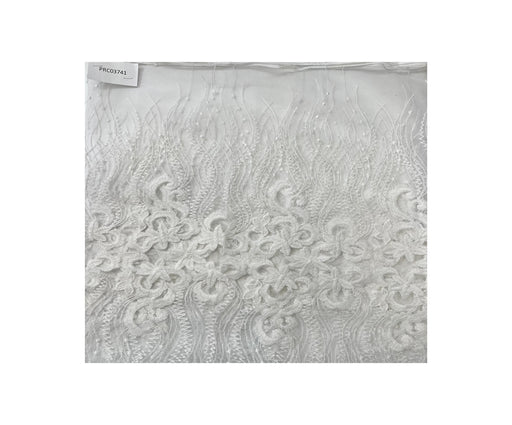 0,5 METRE İŞLEMELİ TÜL KUMAŞ - EKRU