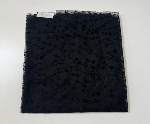 1 METRE İŞLEMELİ TÜL KUMAŞ - SİYAH