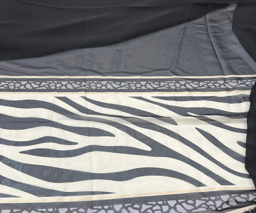 4,5 METRE DESENLİ KREP ŞİFON KUMAŞ - SİYAH