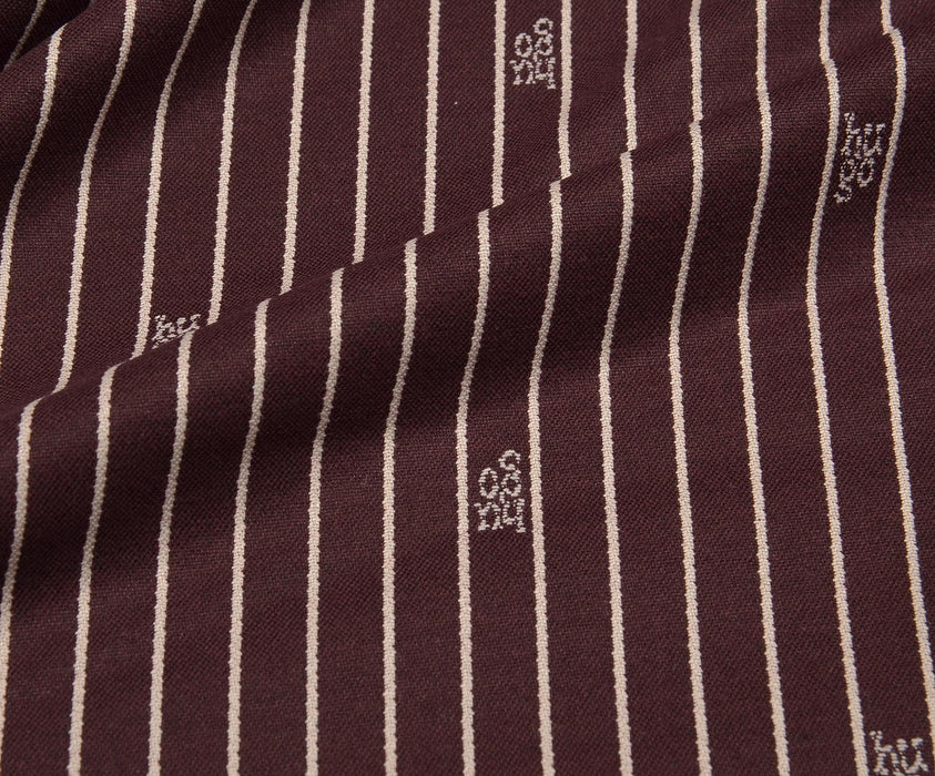 ÇİZGİLİ LİKRALI GABARDİN KUMAŞ - BORDO