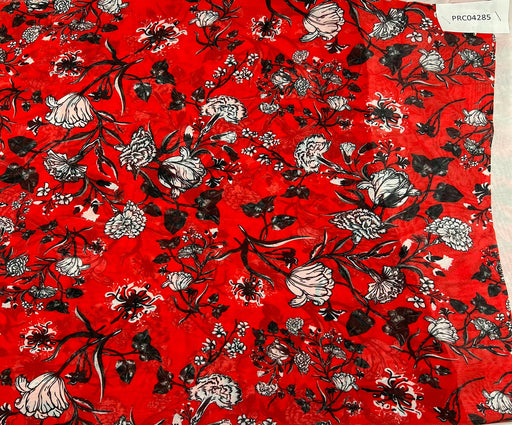 1,4 METRE ÇİÇEKLİ ŞİFON KUMAŞ - KIRMIZI