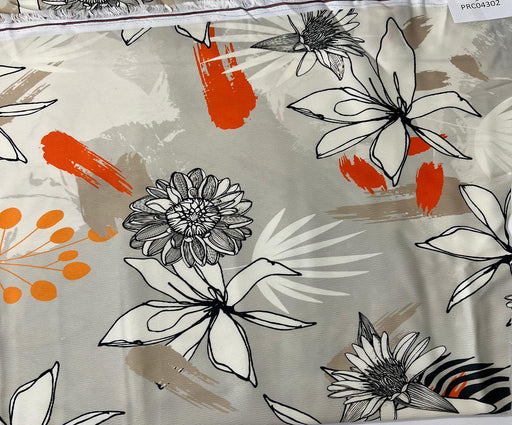 1,4 METRE ÇİÇEK DESENLİ KREP SATEN KUMAŞ - BEJ