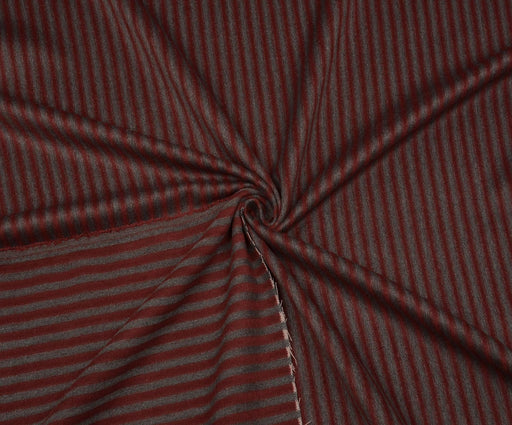 KAŞMİR EFEKTLİ ÇİZGİLİ KAŞE KABANLIK KUMAŞ - BORDO