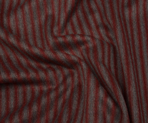 KAŞMİR EFEKTLİ ÇİZGİLİ KAŞE KABANLIK KUMAŞ - BORDO