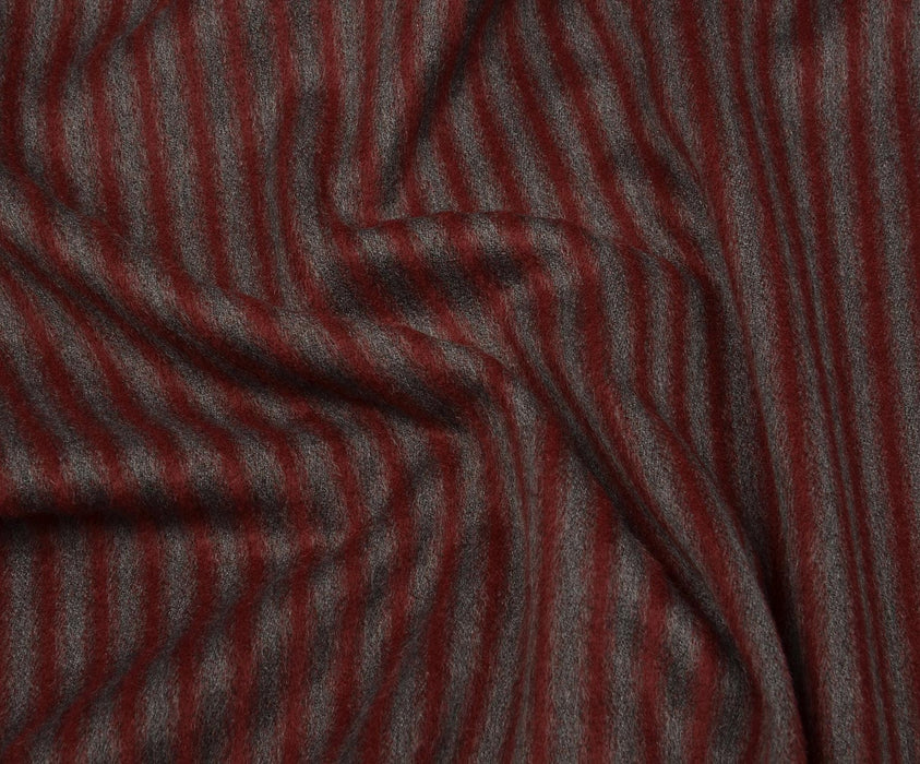 KAŞMİR EFEKTLİ ÇİZGİLİ KAŞE KABANLIK KUMAŞ - BORDO