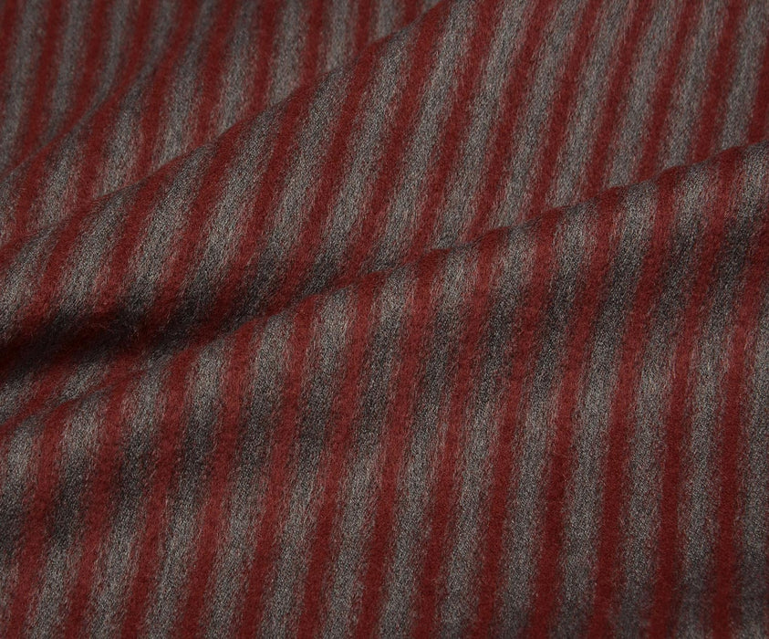 KAŞMİR EFEKTLİ ÇİZGİLİ KAŞE KABANLIK KUMAŞ - BORDO