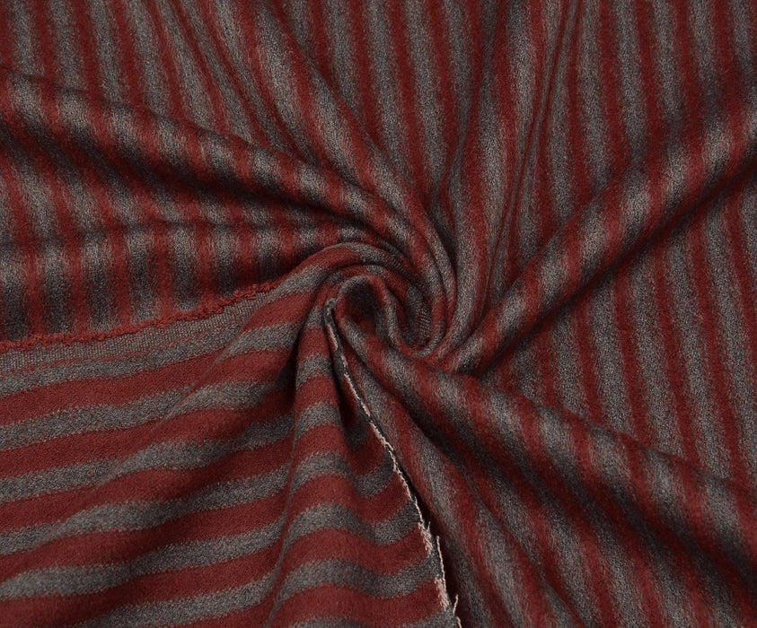 KAŞMİR EFEKTLİ ÇİZGİLİ KAŞE KABANLIK KUMAŞ - BORDO