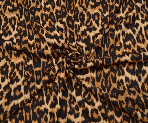 LEOPAR DESENLİ KREP KUMAŞ - TABA