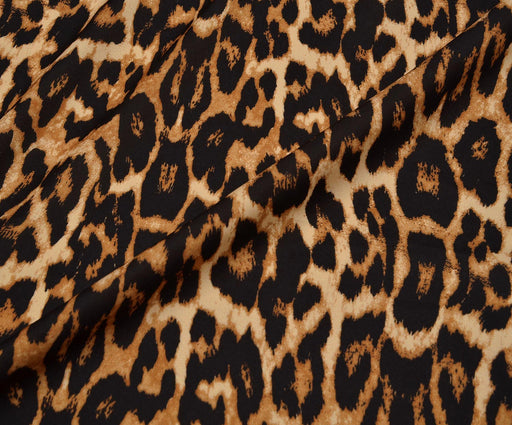 LEOPAR DESENLİ KREP KUMAŞ - TABA