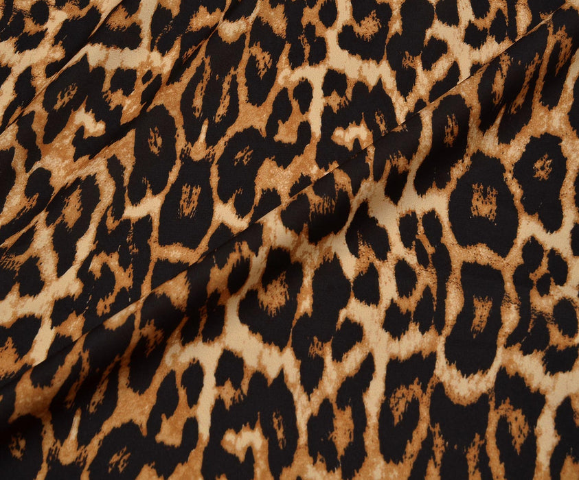 LEOPAR DESENLİ KREP KUMAŞ - TABA