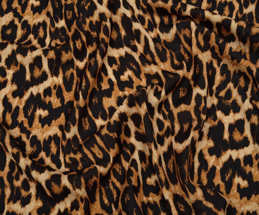 LEOPAR DESENLİ KREP KUMAŞ - TABA