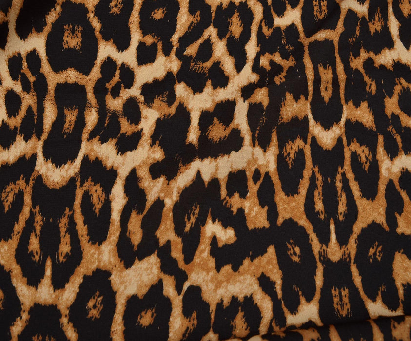 LEOPAR DESENLİ KREP KUMAŞ - TABA