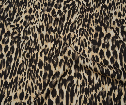 LEOPAR DESENLİ KREP KUMAŞ - BEJ