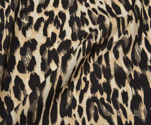 LEOPAR DESENLİ KREP KUMAŞ - BEJ